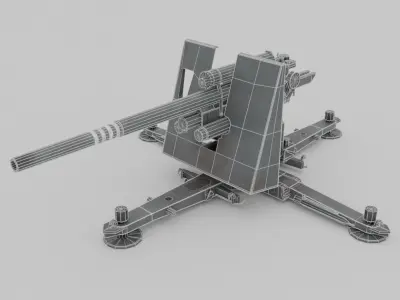 Flak 37 88mm AA-AT Gun Low-poly 3D model