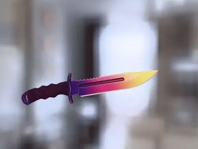 Rainbow Dagger Sunset Fade Combat Knife  Tactical Melee  Low-poly 3D model