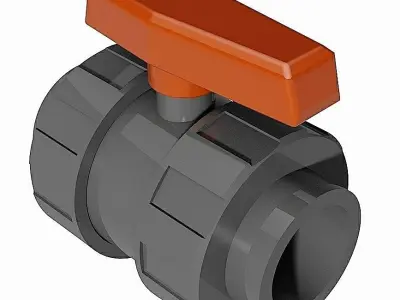 PVC Manual Ball Valves - Metric Socket Ends Free 3D model