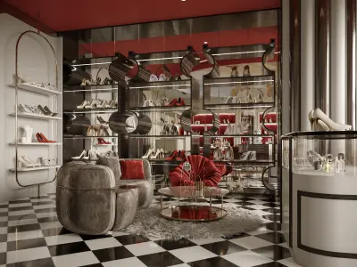 luxury Shoe store interior 3D model