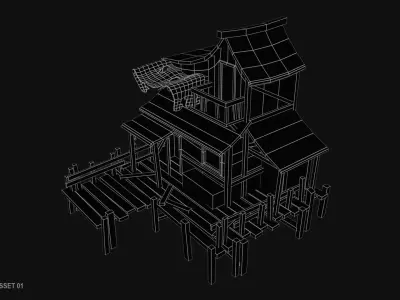 Fishing village asset 01 Low-poly 3D model