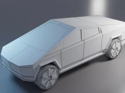 Cyberpunk Modular Cybertruck car Low-poly 3D model