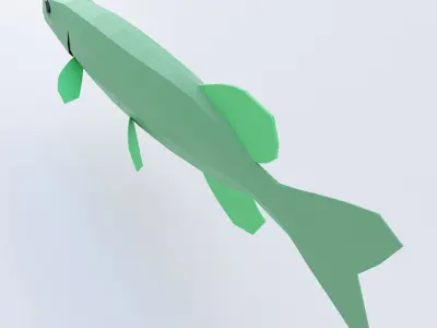 Northern pike fish low poly 3d model  Low-poly 3D model