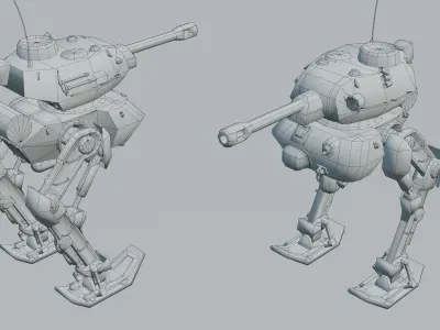 Tank Mech Low-poly 3D model