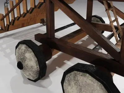 Low Poly Siege Tower with 4K Textures Low-poly 3D model