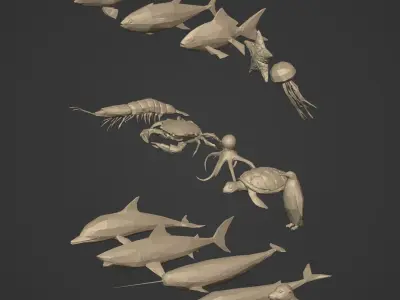 LowPoly Sea Animals Pack V2 Low-poly 3D model
