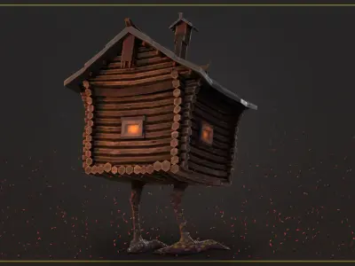 hut on chicken legs Low-poly 3D model