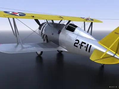F2F-1 USS Lexington CV-2 1940 Low-poly 3D model