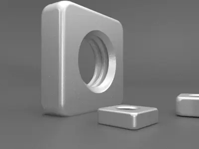 Nut Square DIN 562 - M2 to M90 3D model