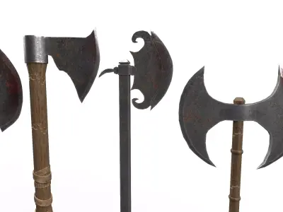 Medieval Axes Pack Low-poly 3D model
