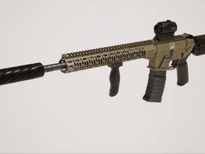 Assault Rifle 1 Used Low-poly 3D model