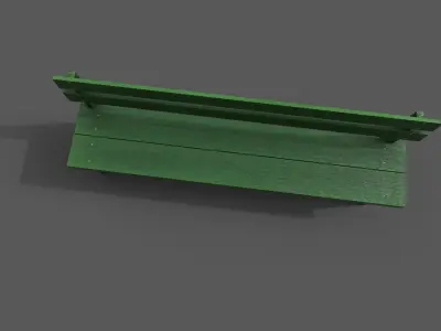 Wood Bench Low-poly 3D model 2