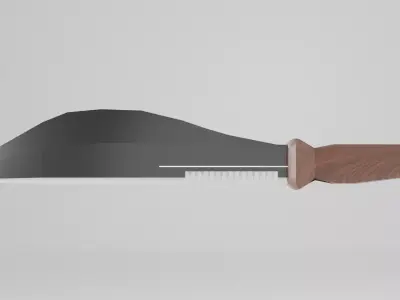 Knife with wooden handle 3D model