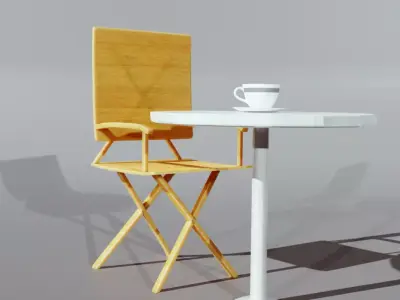 Table-Chair Set with Coffee-Cup Free 3D model