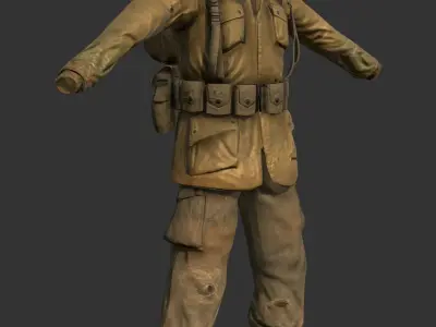 World War 2 American Soldier Uniform Low-poly 3D model