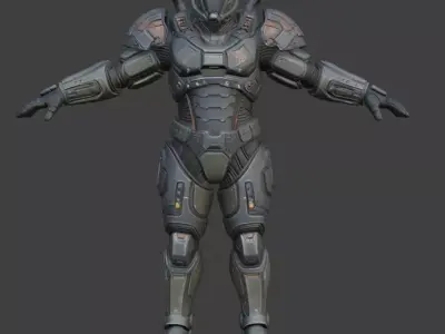Futuristic sci-fi soldier 3D model