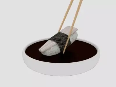 Chopstick Dip Dory Sushi Low-poly 3D model