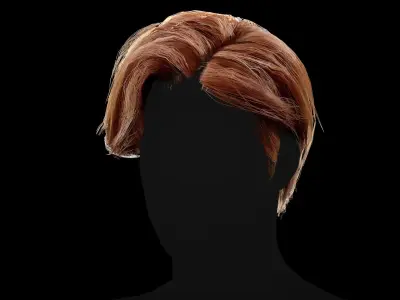 Realtime Hair - Middle part curtains Low-poly 3D model
