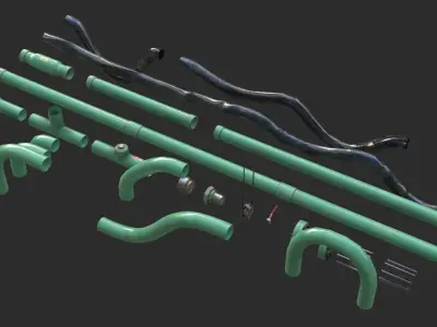 Modular Pipes - Oil Pipelines Low-poly 3D model