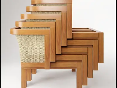 GlampSofa S lounge chair in teak and linen Free 3D model