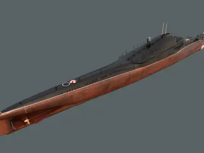 Project 665 Whiskey Long Bin submarine Low-poly 3D model