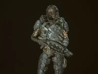 Alien soldier Low-poly 3D model