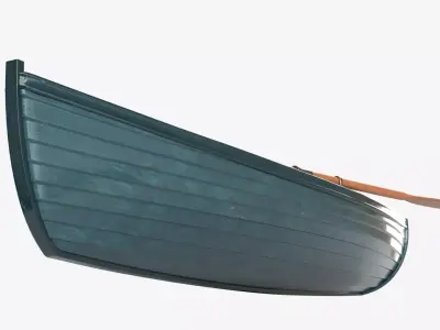 Green wooden boat 3D model