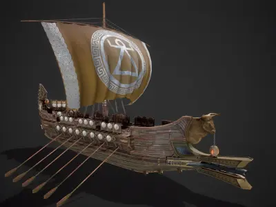 Trireme Low-poly 3D model