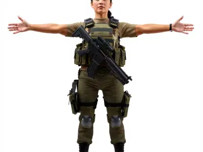 Military Soldier Model Pack with Tactical Gear Low-poly 3D model