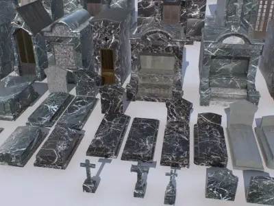 Mausoleums Tombs and Graves pack 2 Low-poly 3D model