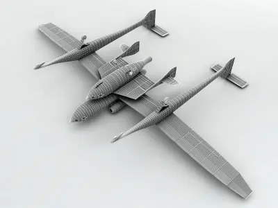 SpaceShipOne airplane with two propellers Low-poly 3D model