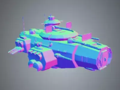 Cyberpunk Galactic Cruiser - Heavy Assault Space Warship 3D model