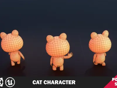 Funny Cat Character Lowpoly Low-poly 3D model