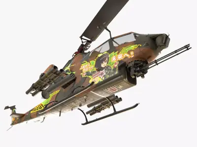Bell AH-1S Cobra JGSDF Wakana Kisarazu Complex Animation Low-poly 3D model