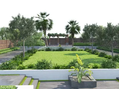 Private Park Landscape 3d exterior scene 3D model