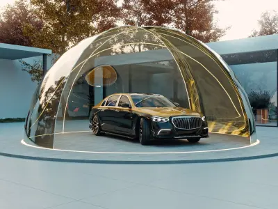 Luxury Car Render Studio Futuristic Dome Scene 3D model