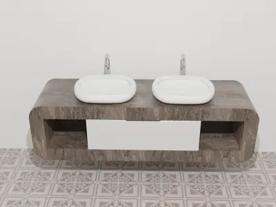 Furniture - Cabinets Bathroom white Free 3D model