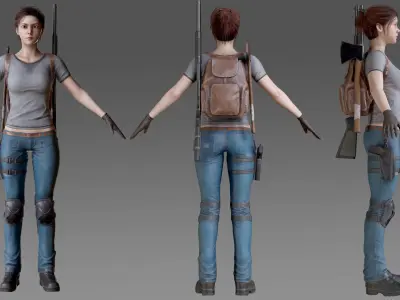 Female Survivor Low-poly 3D model