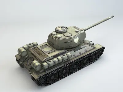Low Poly T-34 85 medium tank Low-poly 3D model