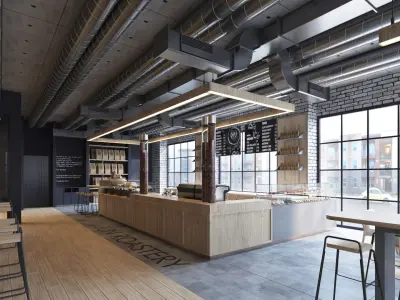 Coffee Roastery Shop Interior 3D model
