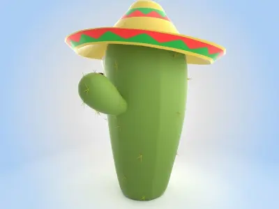 Cactus With Hat 3D model