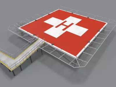 Helipad Hospital --319-- Low-poly 3D model