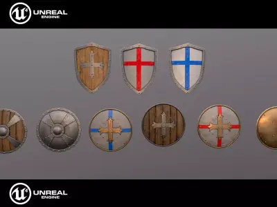 Medieval shields collection 3D Model Pack