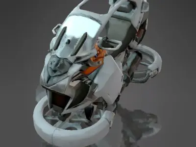 Cyberpunk Sci-Fi Hoverbike Low-poly 3D model