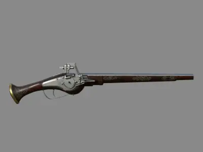 Weapon - Flintlock - German Wheellock Pistol Low-poly 3D model