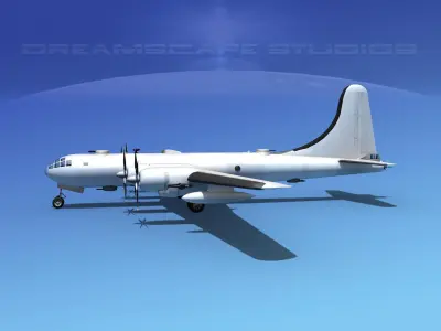 Boeing B-50 Superfortress Bare Metal 3D model