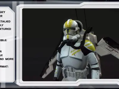 Clone trooper Phase 2 sky trooper Low-poly 3D model