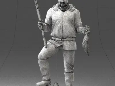 000267 Hunter with Rifle and Trophy 0527 3D model