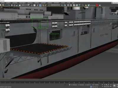 Amphibious Assault Ship and Aircrafts Low-poly 3D model