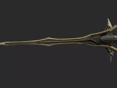 Magical style weapon Golden Long Sword 3D model